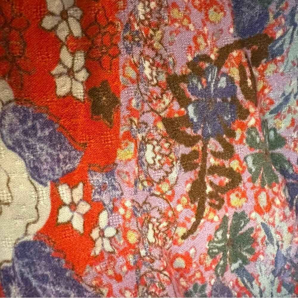 Free People Bohemian Gypsy Maxi Dress Duster Red Retro 70s Festival Size Large - Picture 12 of 14